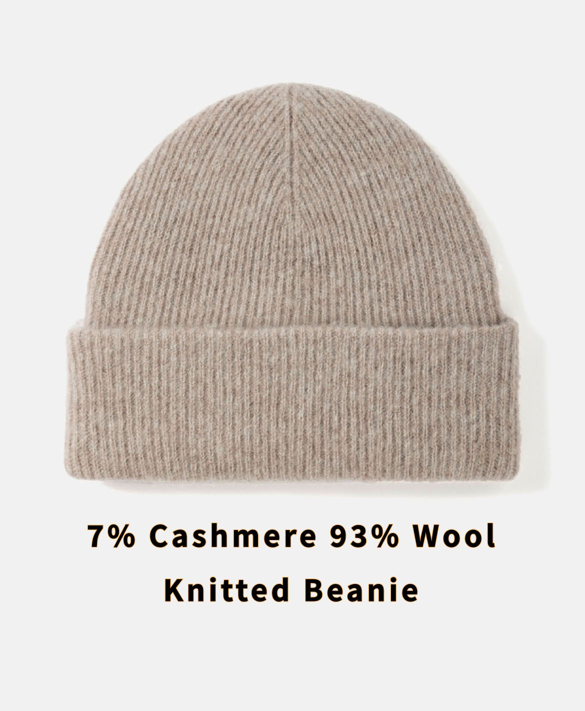 7% Cashmere 93% Wool Knitted Beanie for Women, Double Layer Blended Premium Striped Adult Hat for Autumn & Winter (HA103)