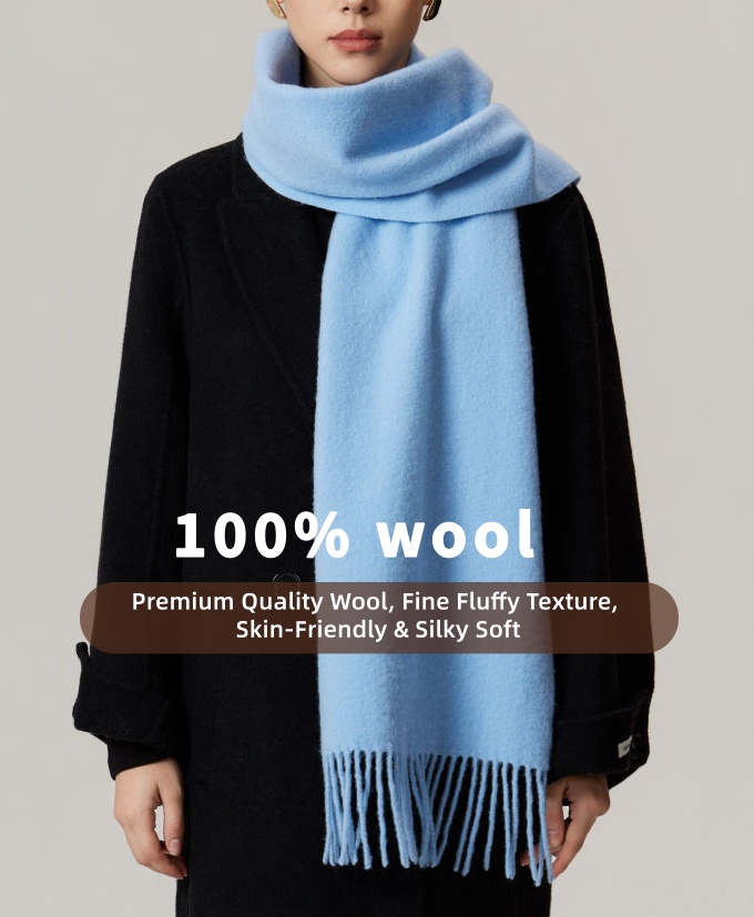 79×11.8inch Extra Long 100% Wool Women's Scarves, Thick Fluffy Warm Versatile Premium Neck Wrap Shawl for Autumn & Winter (SC507)